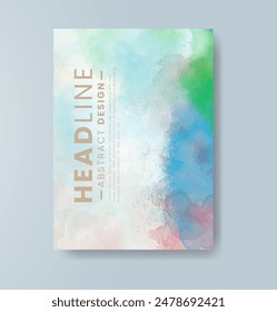 Cards with watercolor background. Design for your cover, date, postcard, banner, logo.