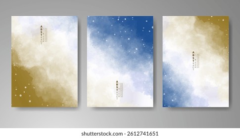 Cards with watercolor background. Design for your cover, date, postcard, banner, logo.