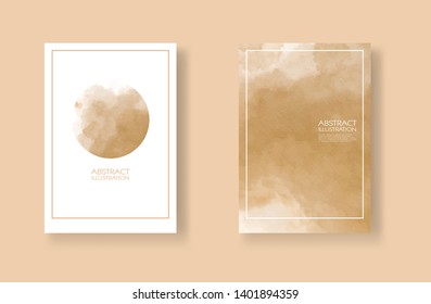 Cards with watercolor elements set. Hand drawn banners element on drown background for your design. Design for your date, postcard, banner, logo. Vector illustration.