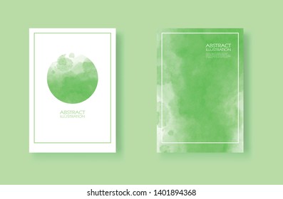 Cards with watercolor elements set. Hand drawn banners element on green background for your design. Design for your date, postcard, banner, logo. Vector illustration.