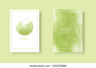 Cards with watercolor elements set. Hand drawn banners element on green background for your design. Design for your date, postcard, banner, logo. Vector illustration.