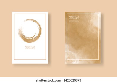 Cards with watercolor elements set. Hand drawn banners element on drown background for your design. Design for your date, postcard, banner, logo. Vector illustration.