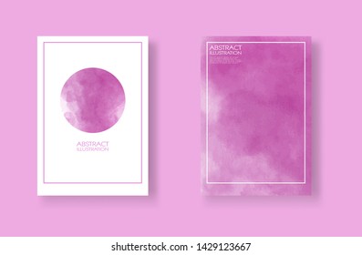 Cards with watercolor elements set. Hand drawn banners element on pink background for your design. Design for your date, postcard, banner, logo. Vector illustration.