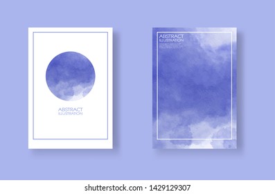 Cards with watercolor elements set. Hand drawn banners element on blue background for your design. Design for your date, postcard, banner, logo. Vector illustration.