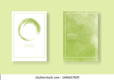 Cards with watercolor elements set. Hand drawn banners element on green background for your design. Design for your date, postcard, banner, logo. Vector illustration.