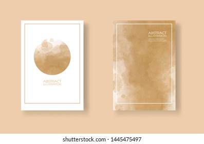 Cards with watercolor elements set. Hand drawn banners element on brown background for your design. Design for your date, postcard, banner, logo. Vector illustration.