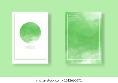 Cards with watercolor elements set. Hand drawn banners element on green background for your design. Design for your date, postcard, banner, logo. Vector illustration.
