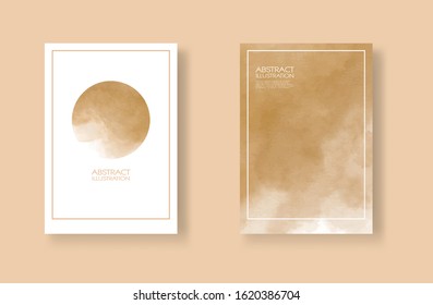 Cards with watercolor elements set. Hand drawn banners element on brown background for your design. Design for your date, postcard, banner, logo. Vector illustration.