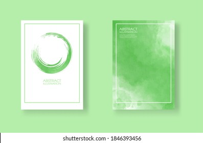 Cards with watercolor elements set. Hand drawn banners element on green background for your design. Design for your date, postcard, banner, logo. Vector illustration.
