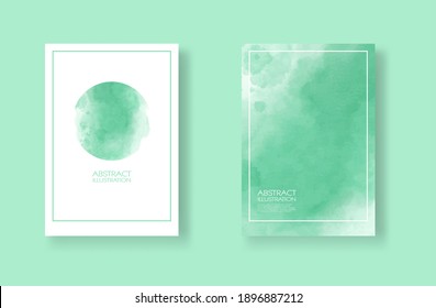 Karten mit Aquarellelementen. Handgezeichnetes Banner-Element auf grünem Hintergrund für Ihr Design. Design für Ihr Datum, Postkarte, Banner, Logo. Vektorgrafik.