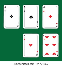 Karten, Gewinnkombinationen von Poker. Vektorgrafik.
