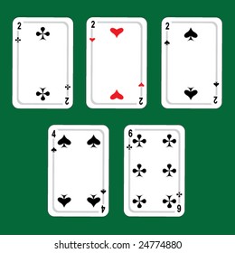 Cards, winnings combinations of poker. Vector.