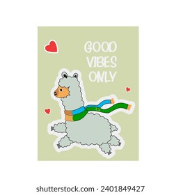 cards with wishes for a good day with sweet quotes for life with the image of a llama