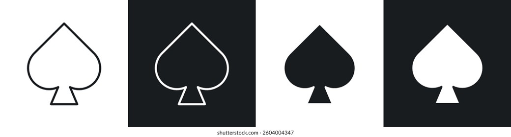 Card-spade icon symbol collection on white background.