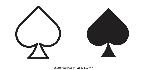 Card-spade icons in black line and filled versions