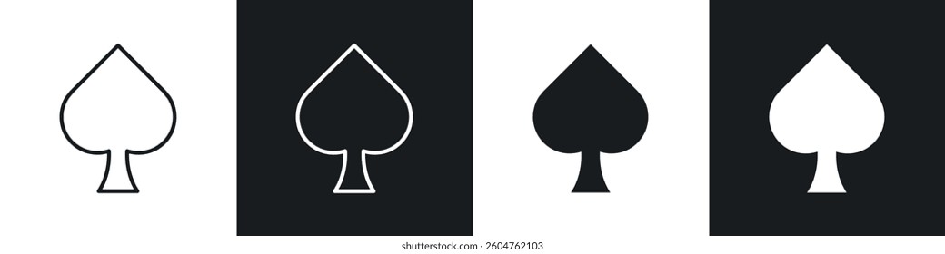 Card-spade icons in flat and linear vector illustration on white background.