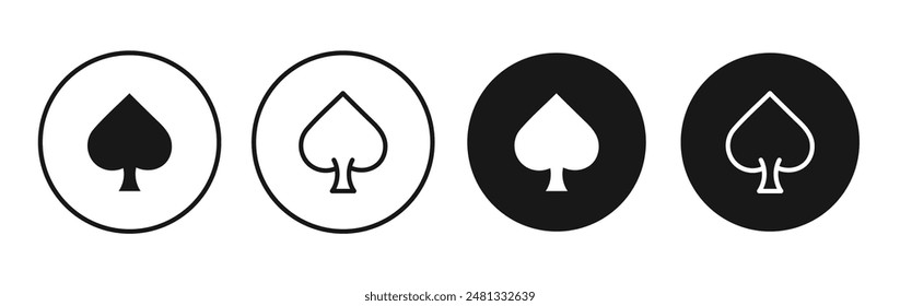 Card-spade vector icon set black filled and outlined style.