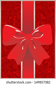 Card.Vintage seamless wallpaper with a ribbon in red colors.