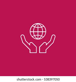 care about ecology, planet Earth outline icon vector illustration sign symbol, can be used for web and mobile design