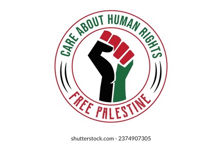 Care About Human Rights Free Palestine - Free Palestine Vector And Clip Art