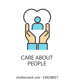 Care about people vector icon that shows concept such as nurturing, support, can be use for personal or commercial use