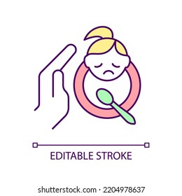 Care About Proper Child Nutritional Diet RGB Color Icon. Childhood Hunger. Provide Access To Food Sources. Isolated Vector Illustration. Simple Filled Line Drawing. Editable Stroke. Arial Font Used