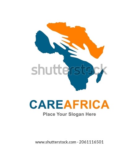Care Africa vector logo template. Suitable for map, community and hand symbol. 