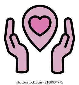 Care aid icon outline vector. Social work. Group team