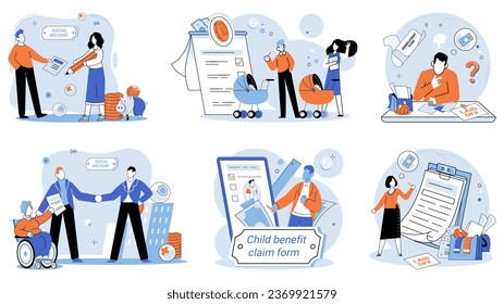 Care allowance. Vector illustration. Disability benefits provide financial support to individuals with disabilities Financial planning is essential for long-term economic stability Capital investment