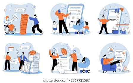 Care allowance. Vector illustration. Payroll management involves calculation and distribution employee wages The return on investment determines financial success venture Disability benefits provide
