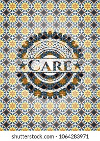 Care arabic style emblem. Arabesque decoration.