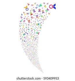 Care Award random fireworks stream. Vector illustration style is flat bright multicolored iconic symbols on a white background. Object fountain done from scattered design elements.