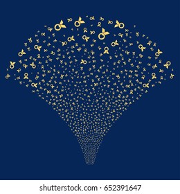 Care Award salute stream. Vector illustration style is flat yellow iconic symbols on a blue background. Object source fountain created from random symbols.