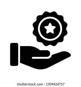 care badge glyph flat vector icon