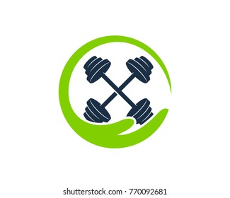 Care Barbell Icon Logo Design Element