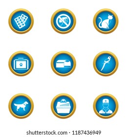 Care of beastly icons set. Flat set of 9 care of beastly vector icons for web isolated on white background
