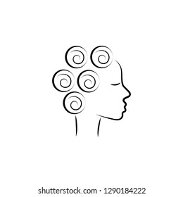 care, beauty, hair, curly hand drawn icon on white background