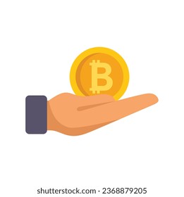 Care bitcoin icon flat vector. Crypto money. Financial payment isolated