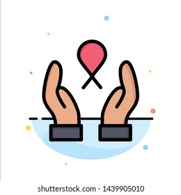 Care, Breast Cancer, Ribbon, Woman Abstract Flat Color Icon Template