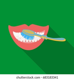 Care, brushing teeth with a toothbrush. Dental hygiene single icon in flat style vector symbol stock illustration web.