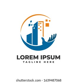 Care Building Technology Logo Vector Icon Illustration