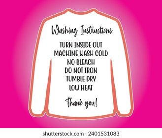 Care Card instruction Sticker Design Illustration for Print and Vinyl