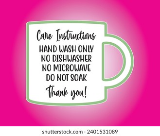 Care Card instruction Sticker Design Illustration for Print and Vinyl