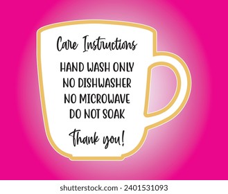 Care Card instruction Sticker Design Illustration for Print and Vinyl