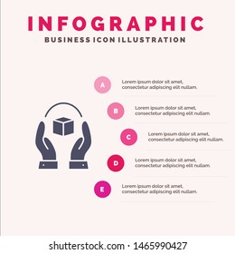 Care, Caring, Handle, Product, Responsibility Solid Icon Infographics 5 Steps Presentation Background. Vector Icon Template background
