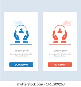 Care, Caring, Human, People, Protection  Blue and Red Download and Buy Now web Widget Card Template. Vector Icon Template background