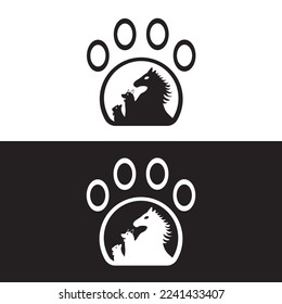 Care cat, dog and horse animal logo design . icon logo 