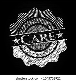 Care chalk emblem written on a blackboard