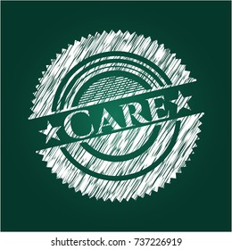 Care chalk emblem written on a blackboard