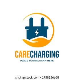 care charging vector logo template illustration.This logo suitable for charging
